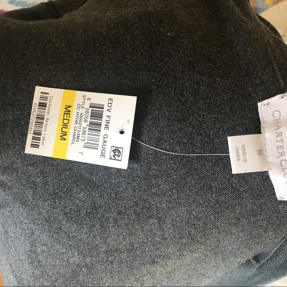 Charter Club Gray Bow Pearl Cardigan Sweater NWT - Picture 7 of 7